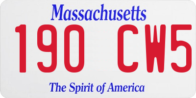 MA license plate 190CW5