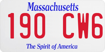 MA license plate 190CW6