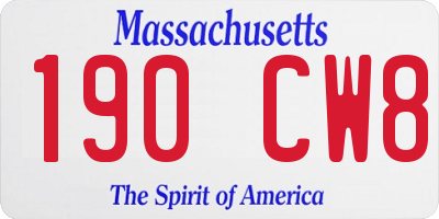 MA license plate 190CW8