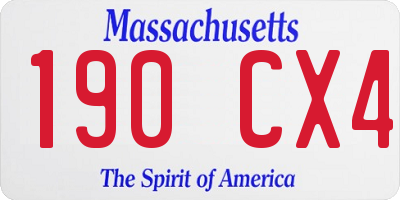 MA license plate 190CX4