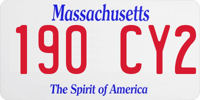 MA license plate 190CY2