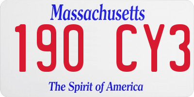 MA license plate 190CY3