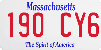 MA license plate 190CY6