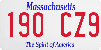 MA license plate 190CZ9