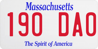 MA license plate 190DA0