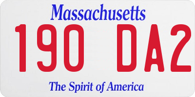 MA license plate 190DA2