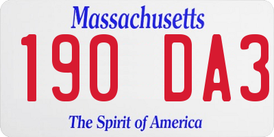 MA license plate 190DA3