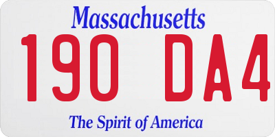 MA license plate 190DA4
