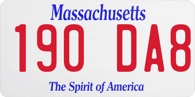 MA license plate 190DA8