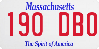 MA license plate 190DB0