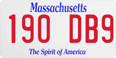 MA license plate 190DB9