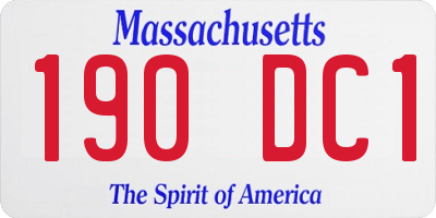 MA license plate 190DC1