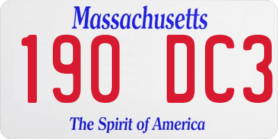 MA license plate 190DC3