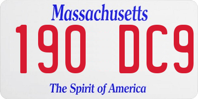 MA license plate 190DC9