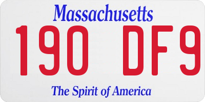 MA license plate 190DF9