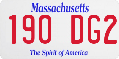 MA license plate 190DG2