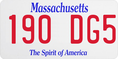 MA license plate 190DG5