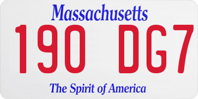 MA license plate 190DG7