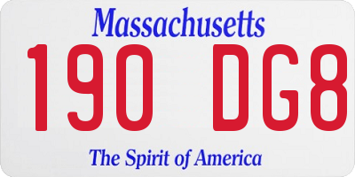 MA license plate 190DG8