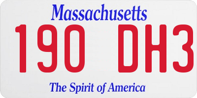 MA license plate 190DH3