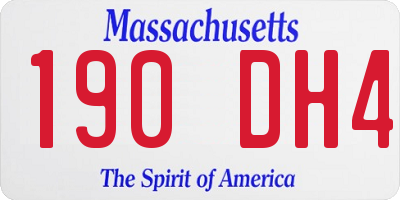 MA license plate 190DH4