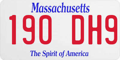 MA license plate 190DH9