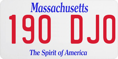 MA license plate 190DJ0