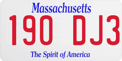 MA license plate 190DJ3