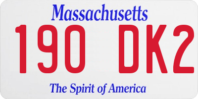 MA license plate 190DK2