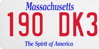 MA license plate 190DK3