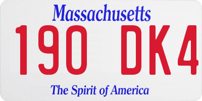 MA license plate 190DK4