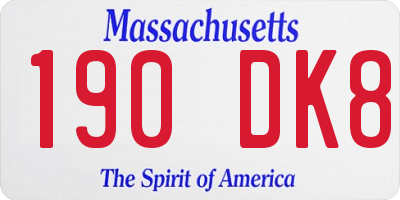 MA license plate 190DK8