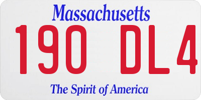 MA license plate 190DL4