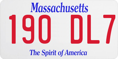 MA license plate 190DL7