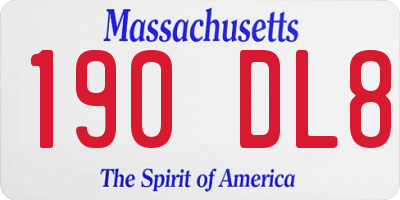 MA license plate 190DL8