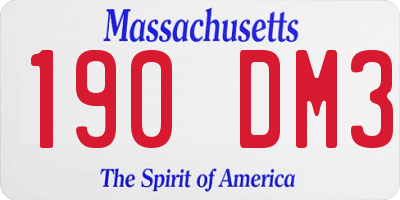 MA license plate 190DM3