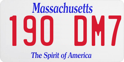 MA license plate 190DM7