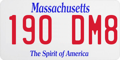 MA license plate 190DM8