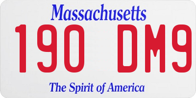 MA license plate 190DM9