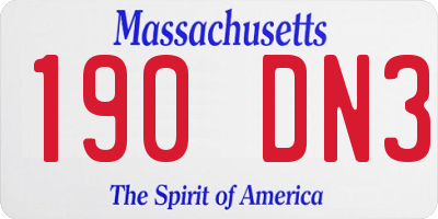 MA license plate 190DN3