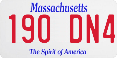 MA license plate 190DN4