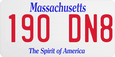 MA license plate 190DN8