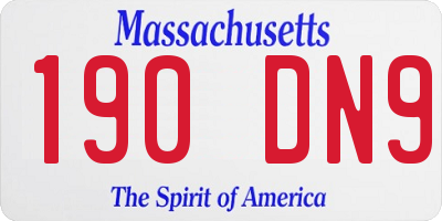 MA license plate 190DN9