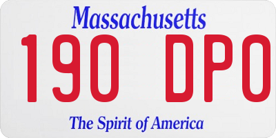 MA license plate 190DP0