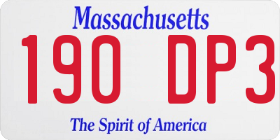 MA license plate 190DP3