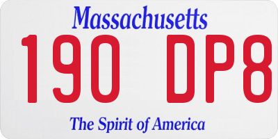 MA license plate 190DP8