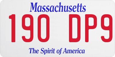MA license plate 190DP9