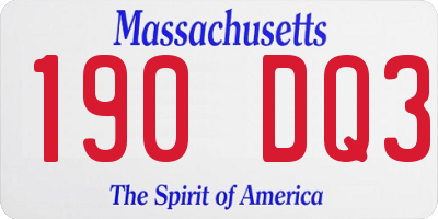 MA license plate 190DQ3