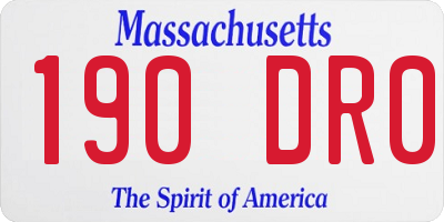MA license plate 190DR0