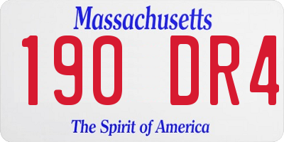 MA license plate 190DR4